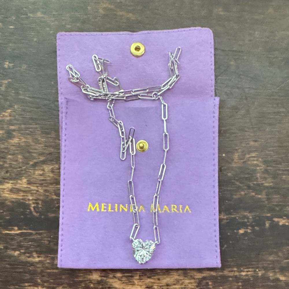 Melinda Maria Silver Samantha Loves You More Necklace with Heart Charm